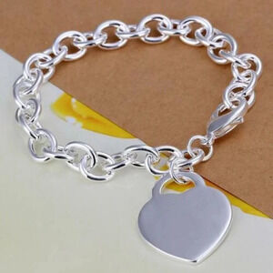 925 Sterling Silver Heart Chain Bracelet
